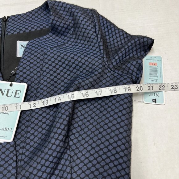 NUE by Shania‎ Womens 10 Blue Label Fit & Flare Midi Dress Black Blue Polka Dot - Picture 7 of 11
